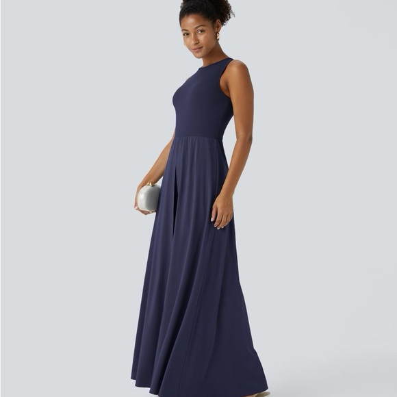 HALARA Breezeful Zipper Sleeveless Pocket Contrast MEDIUM Jumpsuit Patriot Blue - Picture 3 of 7